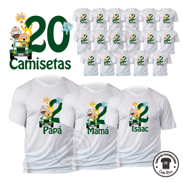 Promo Cumpleaños 20 Camisetas SpeedDry Blanca con su diseño