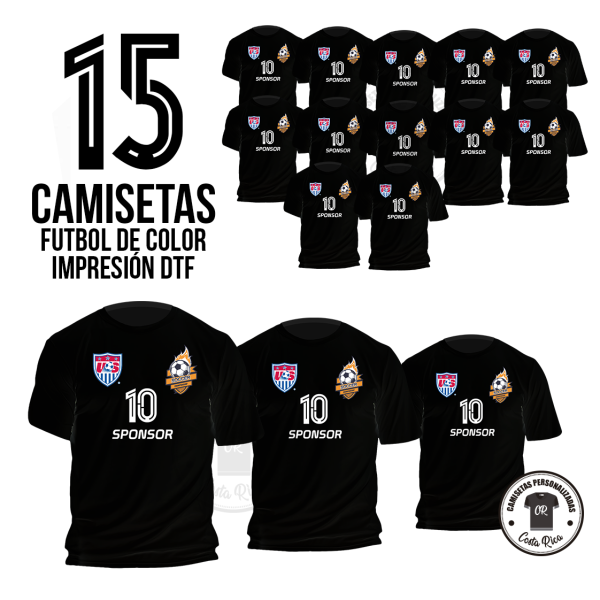 Promo fútbol 15 Camisetas SpeedDry de color con su diseño (frente y espalda) DTF
